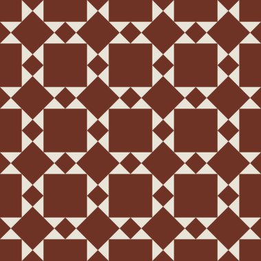 Kahverengi kareler ve elmaslardan beyaz olmayan bir arkaplanda desen oluşturuldu