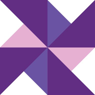 Mor ve pembe üçgenlerden oluşan yel değirmeni tasarımı 