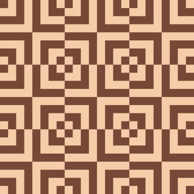 Kalıp bej ve kahverengi karelerden oluşturuldu 