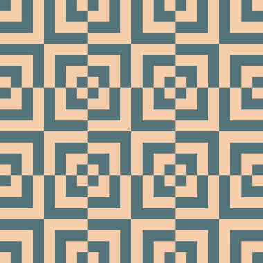 Kalıp bej ve deniz mavisi karelerinden oluşturuldu 