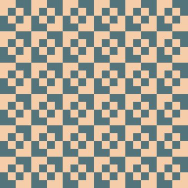 Kalıp bej ve deniz mavisi karelerinden oluşturuldu 