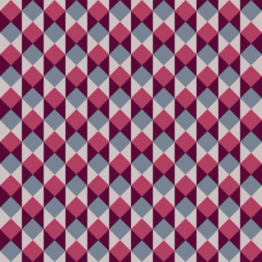 Kalıp pembe ve gri karelerden ve soluk gri ve kestane rengi üçgenlerden oluşturuldu. 