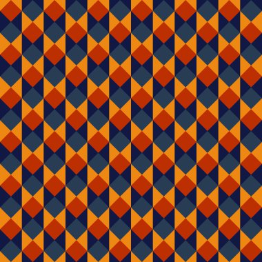 Kalıplar turuncu ve lacivert elmaslar ve soluk turuncu ve koyu deniz üçgenlerinden oluşturuldu. 