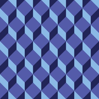 Koyu, orta ve soluk mavi elmaslardan oluşan küp deseni