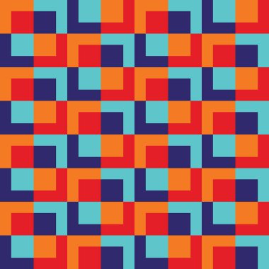 Kalıp turuncu, kırmızı, açık ve koyu mavi karelerden oluşturuldu 