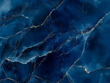 Elegant deep blue marble background with golden veining for luxurious design. clipart