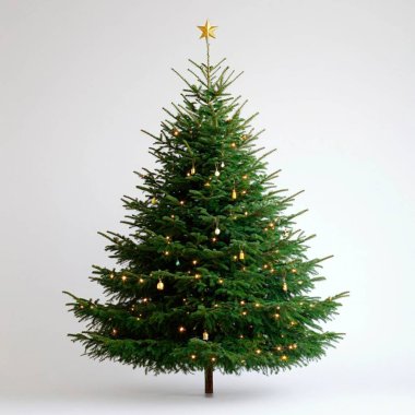 A beautifully decorated Christmas tree with a golden star on top. clipart