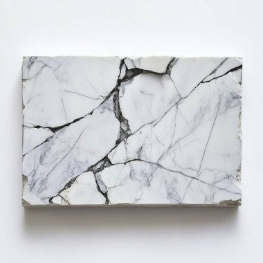 Close-up of a cracked white marble slab showcasing intricate patterns. clipart