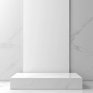 Elegant minimalist display area with a white marble background. clipart