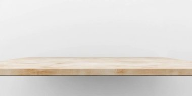 Minimalistic wooden table against a white background. clipart