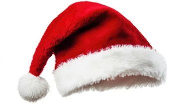 Bayram kutlamaları için klasik kırmızı ve beyaz Noel Baba şapkası..