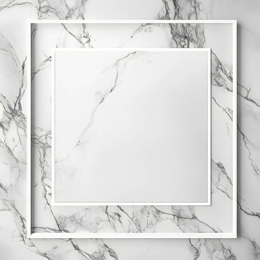 Sleek white marble background with a modern double-frame design. clipart