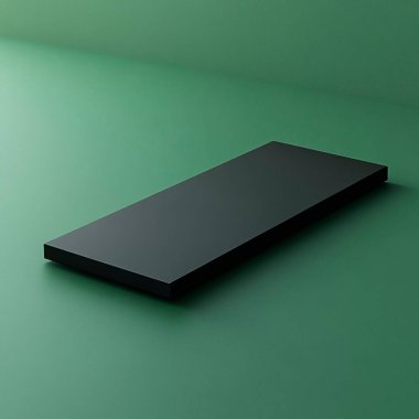 Minimalist black slab on textured green background. clipart