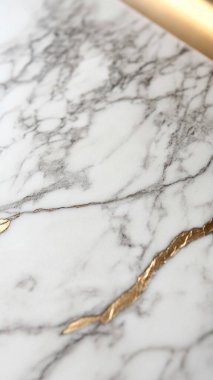 Elegant white marble with gold veining, showcasing luxurious design. clipart