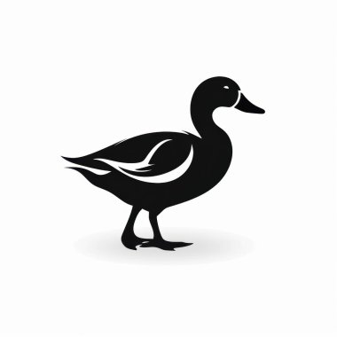 A sleek, stylized silhouette of a duck standing gracefully against a minimalist background. clipart