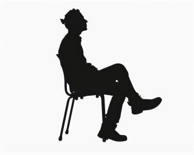 Silhouette of a seated man, portraying a moment of contemplation against a minimalistic backdrop. clipart