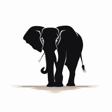 A majestic black silhouette of an elephant, capturing its grandeur and strength. clipart