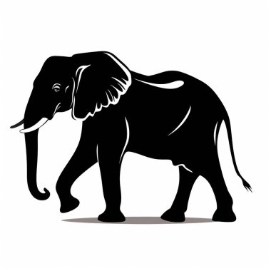 Stylized black elephant illustration, showcasing its majestic form and graceful presence. clipart