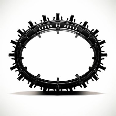 Close-up of a modern black circular frame with distinctive protrusions, showcasing innovative design and technology. clipart