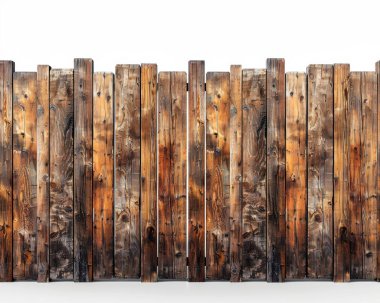 Rustic wooden fence with a weathered finish, showcasing rich, textured details. clipart