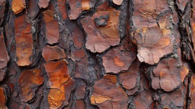 Close-up of textured brown bark from a tree, showcasing vibrant shades and intricate patterns. clipart