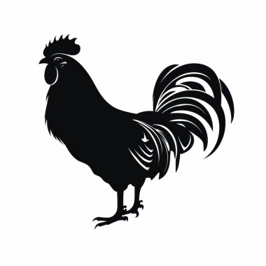 A striking silhouette of a rooster, showcasing its elegant plumage and distinctive comb. clipart