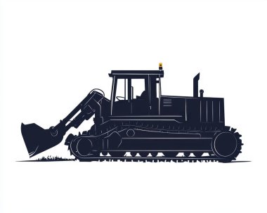 Side view of a powerful bulldozer, showcasing its robust design and heavy-duty capabilities. clipart