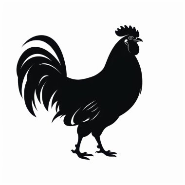 Stylized silhouette of a proud rooster with a detailed feather pattern. clipart