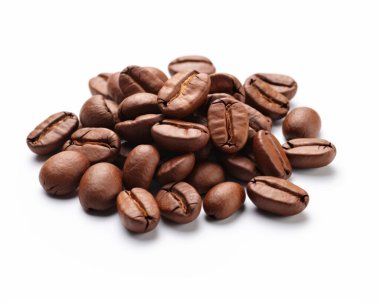 A close-up of roasted coffee beans showcasing their rich brown color and texture. clipart