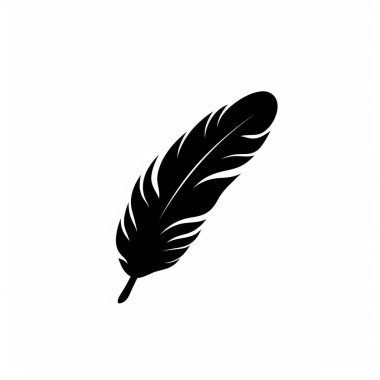 A sleek, black silhouette of a feather against a clean white background, showcasing its elegant curves. clipart