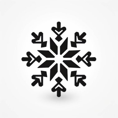 Stylized black snowflake icon with symmetrical arrow design on a light background. clipart