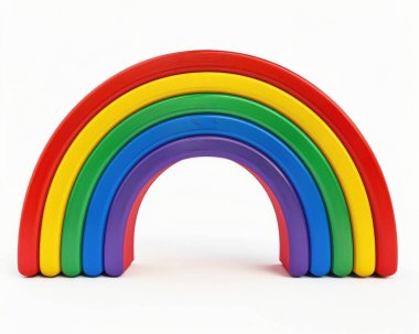 Colorful wooden rainbow toy with vibrant arches, perfect for imaginative play and educational activities. clipart