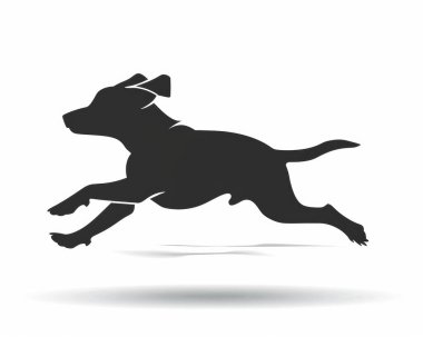 A playful black silhouette of a dog in mid-leap, capturing the essence of joy and energy. clipart