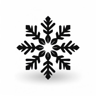 Stylized black snowflake design with intricate leaf patterns, perfect for winter-themed projects. clipart