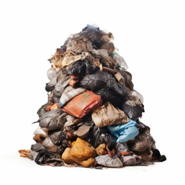 A towering pile of assorted garbage bags, illustrating the consequences of waste and neglect. clipart