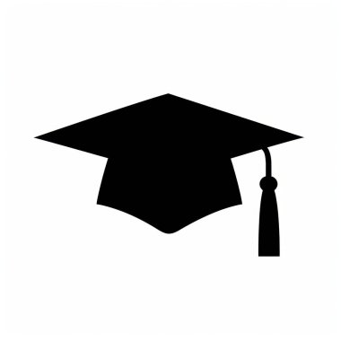 A classic black graduation cap symbolizes academic achievement. clipart