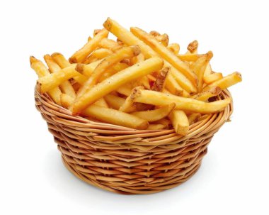 A heaping basket of golden, crispy French fries, perfect for sharing or enjoying solo. clipart