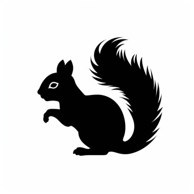 Silhouette of a squirrel with a bushy tail, creating a playful and lively image element. clipart