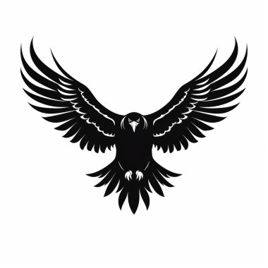 A striking black silhouette of a majestic bird with outstretched wings, embodying strength and freedom. clipart