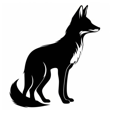 Stylized silhouette of a fox, capturing its elegant posture and intricate fur details. clipart