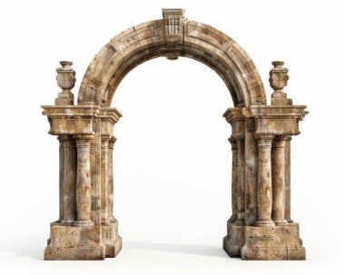 An ornate stone archway featuring detailed carvings and classical columns. clipart