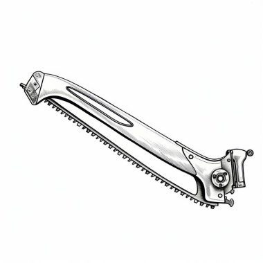 A detailed illustration of a handsaw, showcasing its sharp teeth and ergonomic handle design. clipart