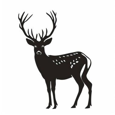 A silhouette of a majestic male deer with antlers, showcasing its unique form and elegant posture. clipart