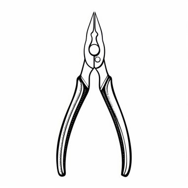 Detailed illustration of a pair of pliers, showcasing its features and design. clipart