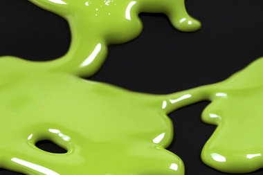 Pattern Glossy Neon Green Slime Dripping on Black Background clipart