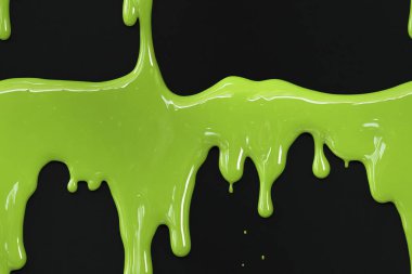 Pattern Glossy Neon Green Slime Dripping on Black Background clipart