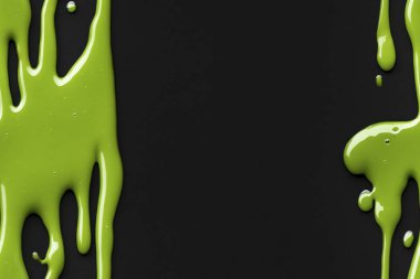 Pattern Glossy Neon Green Slime Dripping on Black Background clipart