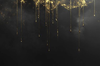 Gold Dripping on Black Smoke Background - Elegant Abstract Texture clipart