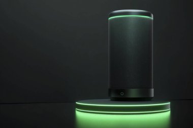 Modern Smart Speaker with Futuristic LED Lighting on a Sleek Platform clipart