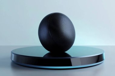 Modern Smart Speaker with Futuristic LED Lighting on a Sleek Platform clipart